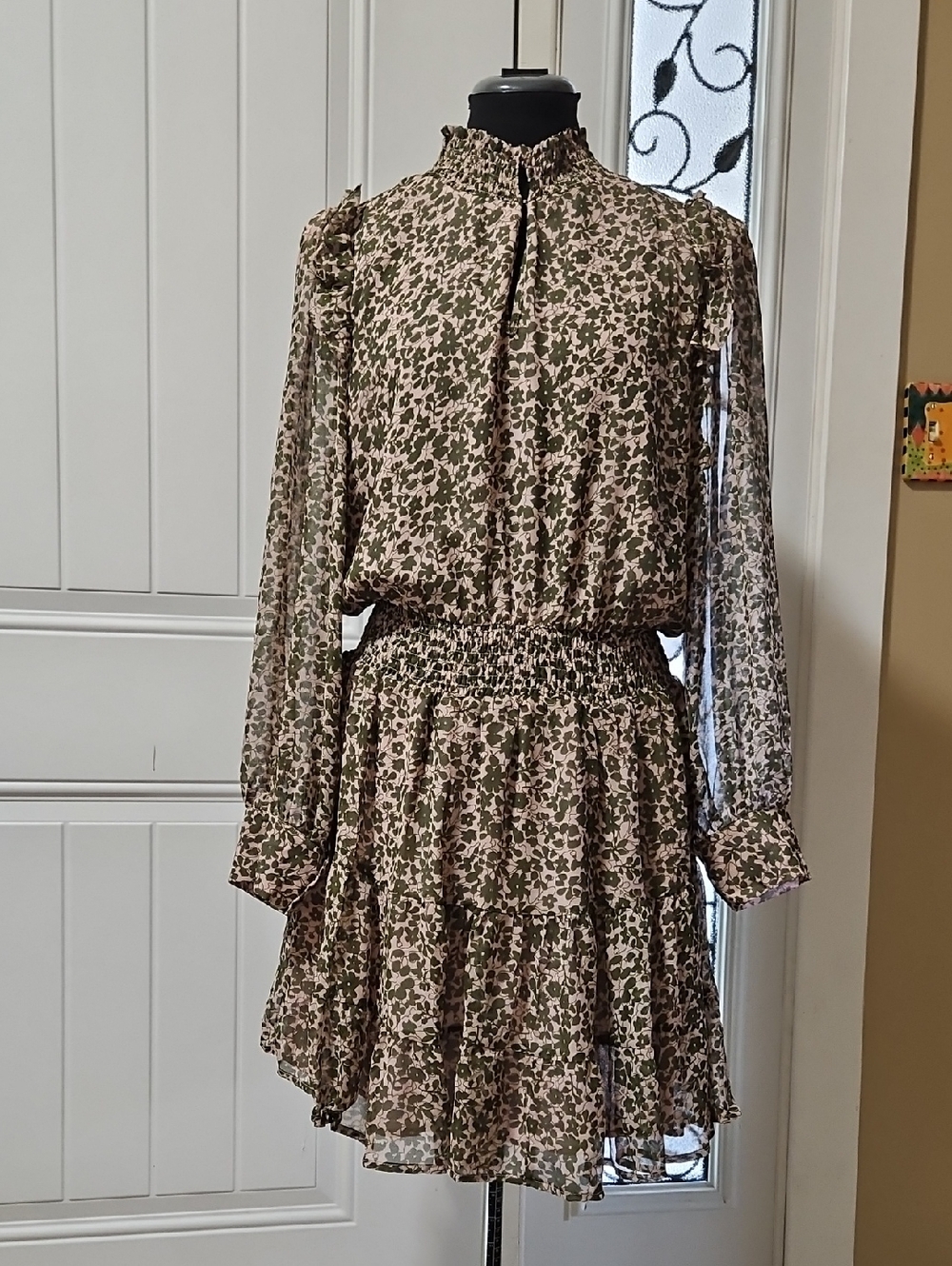 Heartloom Benet Boho Tiered Smocked Mini Dress Large